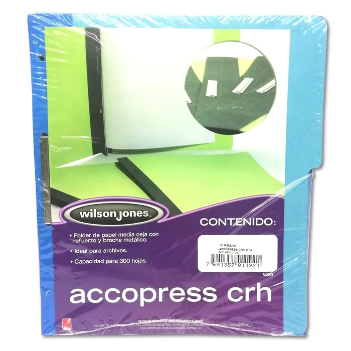 FOLDER CON BROCHE 8 CMS TAMAÑO CARTA CON REFUERZO AZUL CLARO