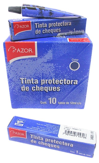 TINTA PARA CHEQUES 12 ML AZUL AZOR