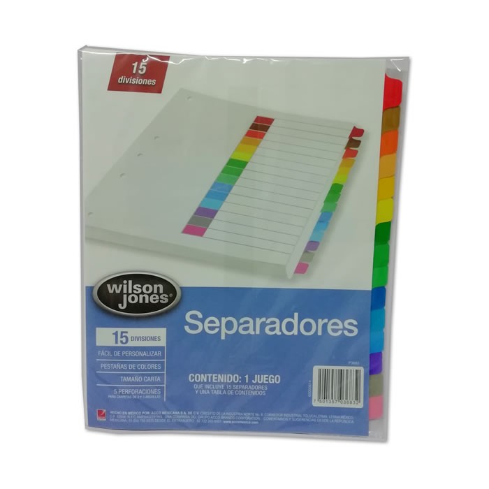 SEPARADORES WILSON JONES 15 DIVISIONES