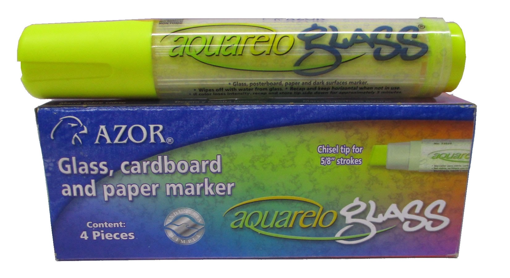 MARCADOR PARA VIDRIO AQUARELO GLASS DE AZOR COLOR AMARILLO