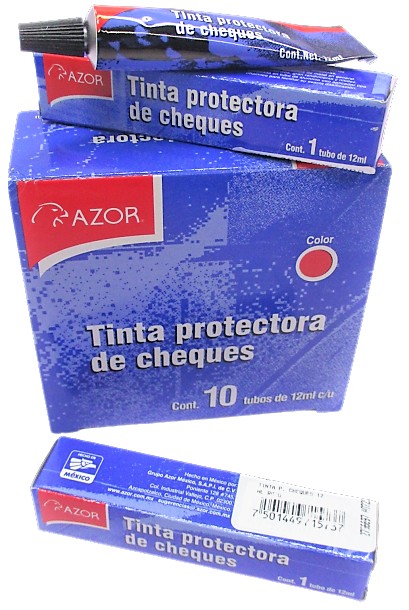 TINTA PARA CHEQUES 12 ML ROJO AZOR
