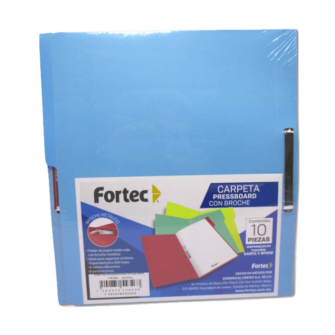 FOLDER CON BROCHE 8 CMS TAMAÑO CARTA AZUL CLARO