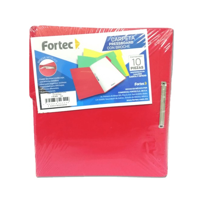 FOLDER CON BROCHE 8 CMS TAMAÑO CARTA ROJO