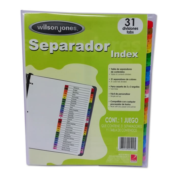 SEPARADORES WILSON JONES 31 DIVISIONES
