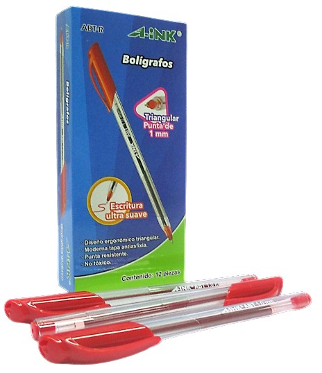 BOLIGRAFO TRIANGULAR MEDIANO COLOR ROJO A-INK