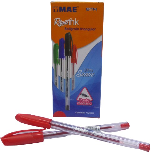 BOLIGRAFO TRIANGULAR MEDIANO COLOR ROJO MAE
