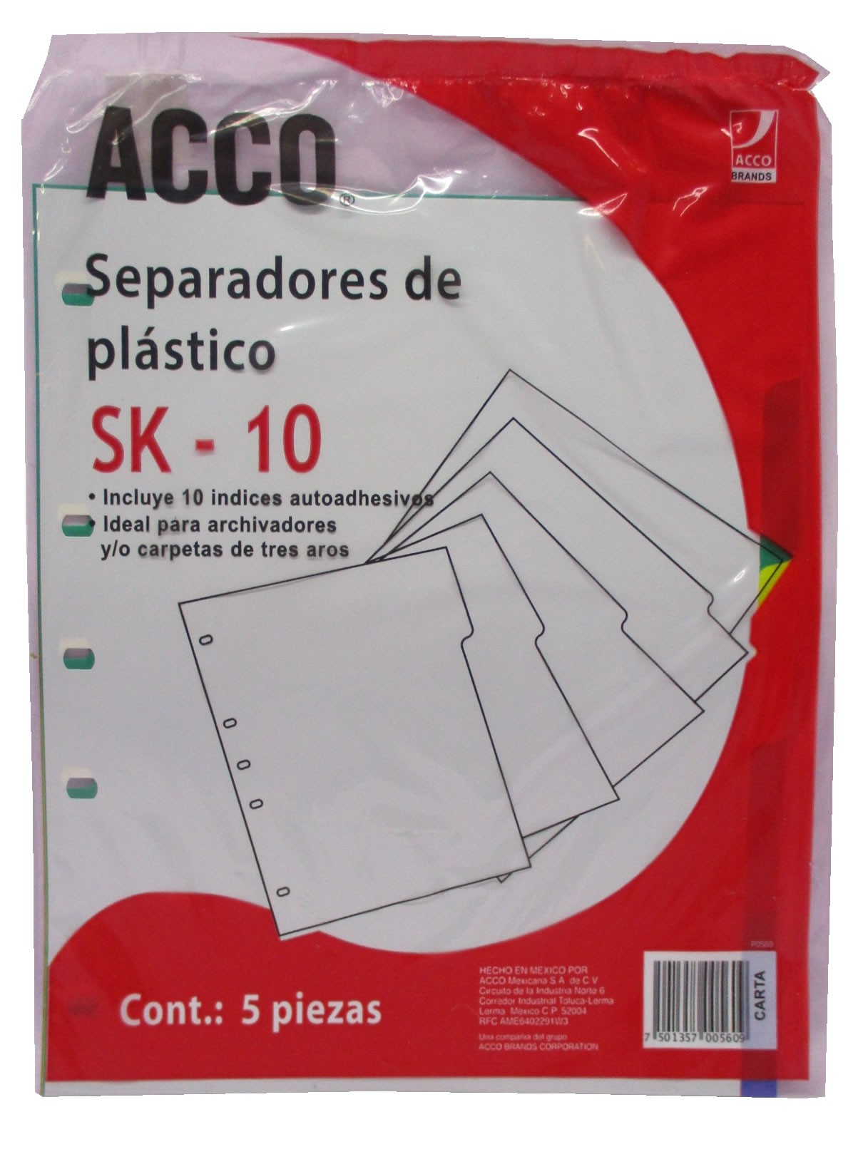 SEPARADORES DE PLASTICO TAMAÑO CARTA PARA CARPETA