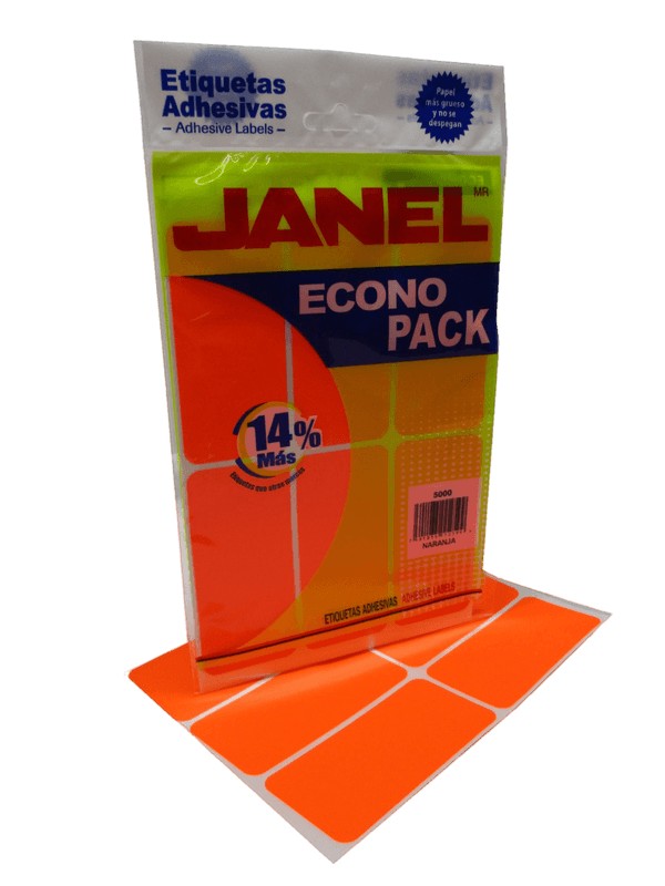 ETIQUETA NARANJA JANEL No 25 MEDIDA 50MM X 100MM ECONO PACK E065010216