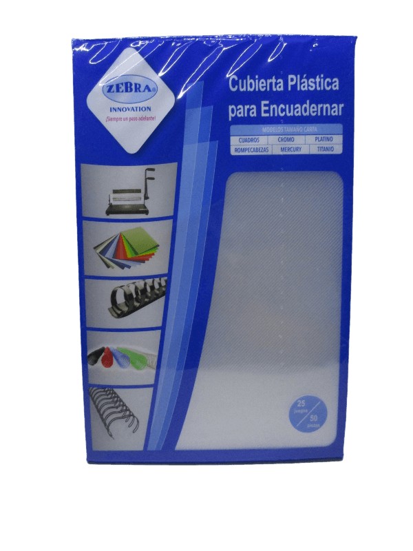 CUBIERTA PLASTICA KRISTAL TAMAÑO OFICIO CON 50 PIEZAS ZEBRA