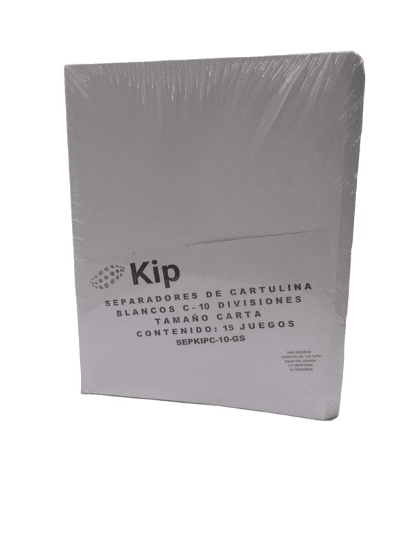 SEPARADORES BRISTOL TAMAÑO CARTA 10 SEPARADORES SIN PERFORACIONES KIP