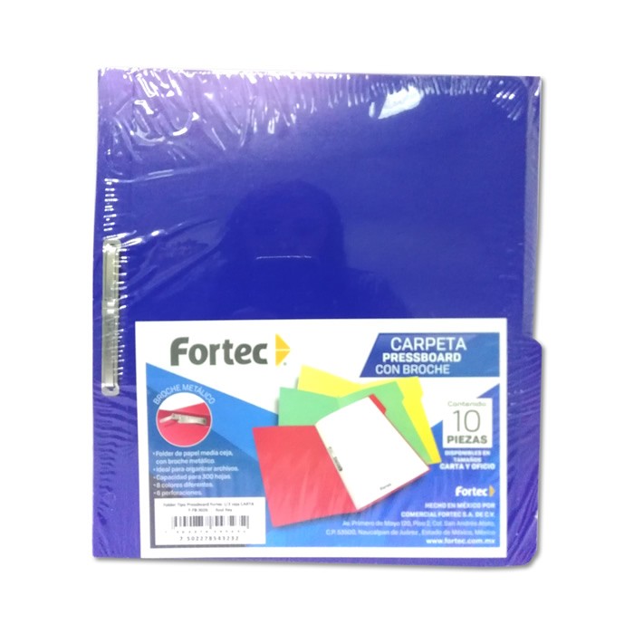 FOLDER CON BROCHE 8 CMS TAMAÑO CARTA AZUL REY