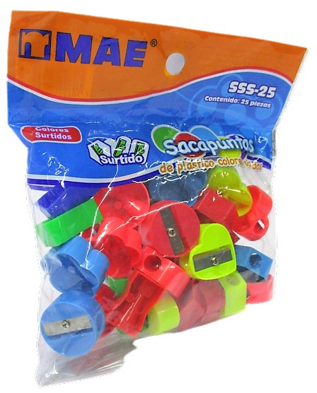 SACAPUNTAS ESCOLAR DE PLASTICO SOLIDO MAE SURTIDO