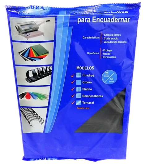 CUBIERTA PLASTICA NEGRA TAMAÑO CARTA CON 50 PIEZAS ZEBRA