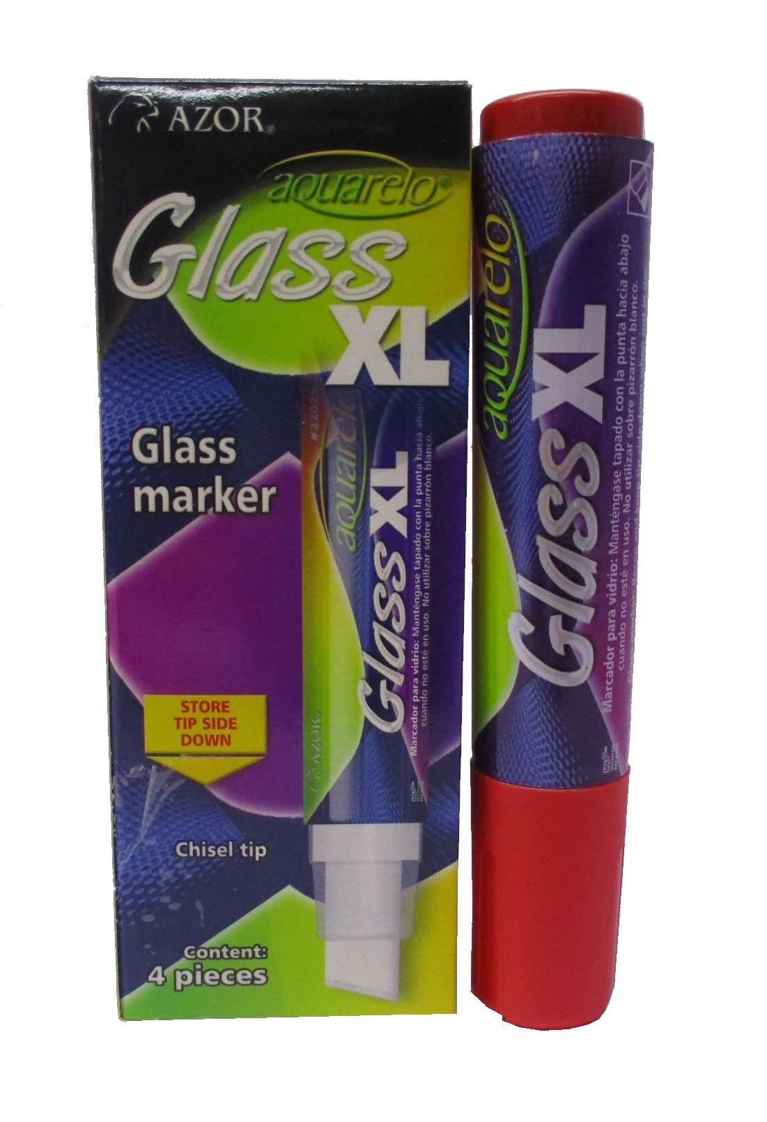 MARCADOR PARA VIDRIO AQUARELO GLASS XL DE AZOR COLOR ROJO