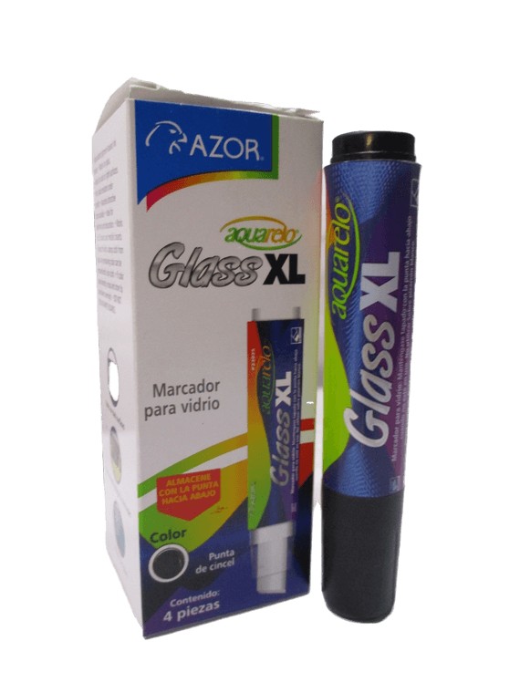 MARCADOR PARA VIDRIO AQUARELO GLASS XL DE AZOR COLOR NEGRO