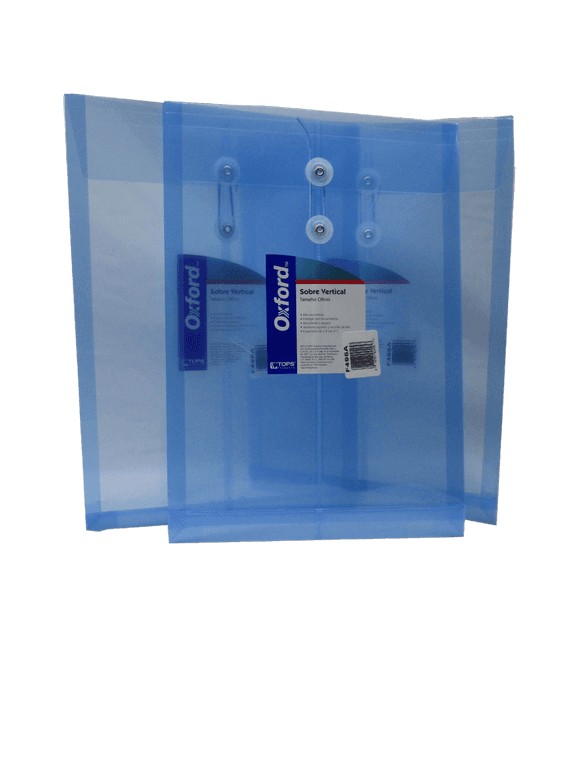 SOBRE DE PLASTICO CON RONDANA VERTICAL OFICIO AZUL