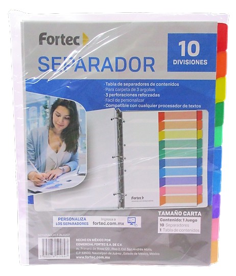 SEPARADORES FORTEC 10 DIVISIONES SIN NUMERO