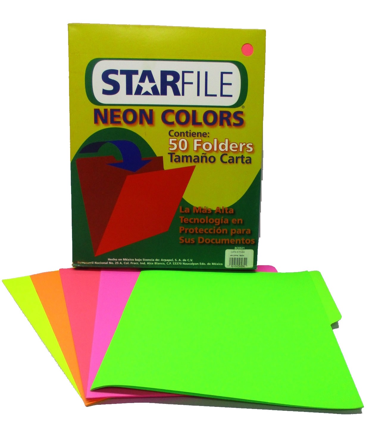 FOLDER TAMAÑO CARTA 5 COLORES SURTIDOS NEON
