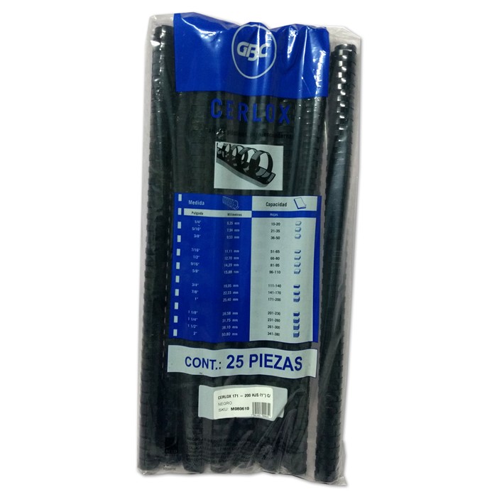 ARILLOS DE PLASTICO CERLOX GBC 1 COLOR NEGRO