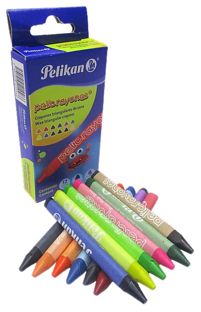 CRAYONES DE CERA TRIANGULARES PELICRAYONES CON 12 PIEZAS