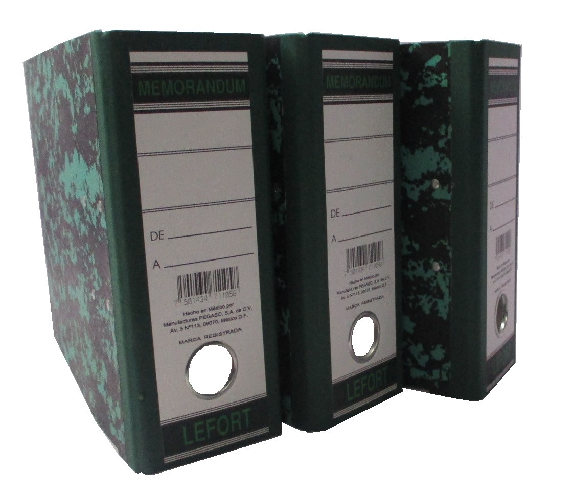 REGISTRADOR LEFORT TAMAÑO MEMORANDUM COLOR VERDE MARMOLEADO