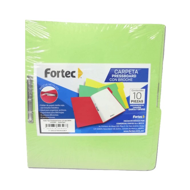 FOLDER CON BROCHE 8 CMS TAMAÑO CARTA VERDE CLARO