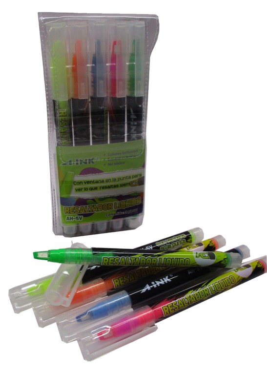 RESALTADOR DE TEXTOS A-INK SURTIDO BRILLANTE 5 COLORES