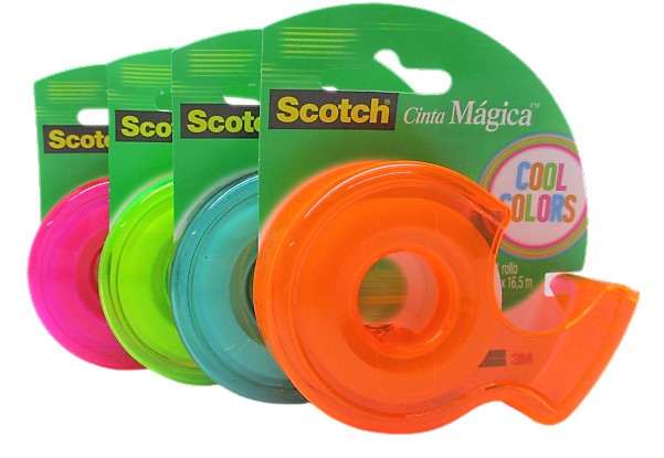 CINTA ADHESIVA MAGICA CON DESPACHADOR COOL COLORS 3M