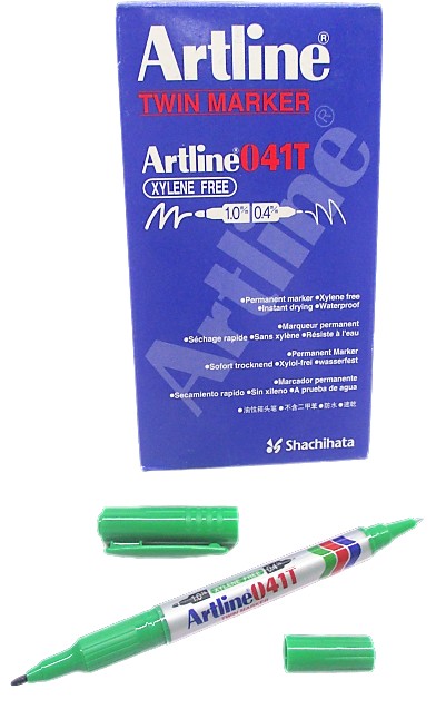 MARCADOR PERMANENTE DOBLE PUNTA VERDE ARTLINE