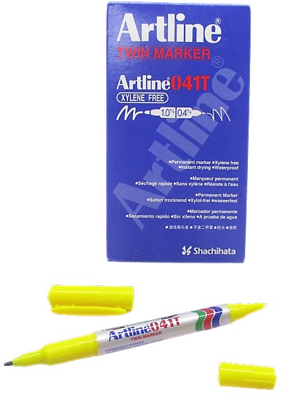 MARCADOR PERMANENTE DOBLE PUNTA AMARILLO ARTLINE