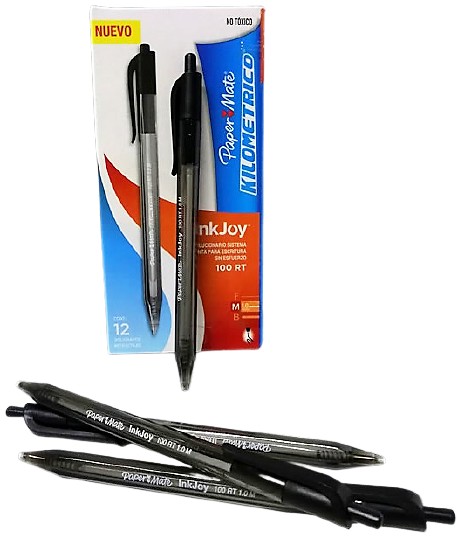 BOLIGRAFO KILOMETRICO PUNTO MEDIANO NEGRO RETRACTIL