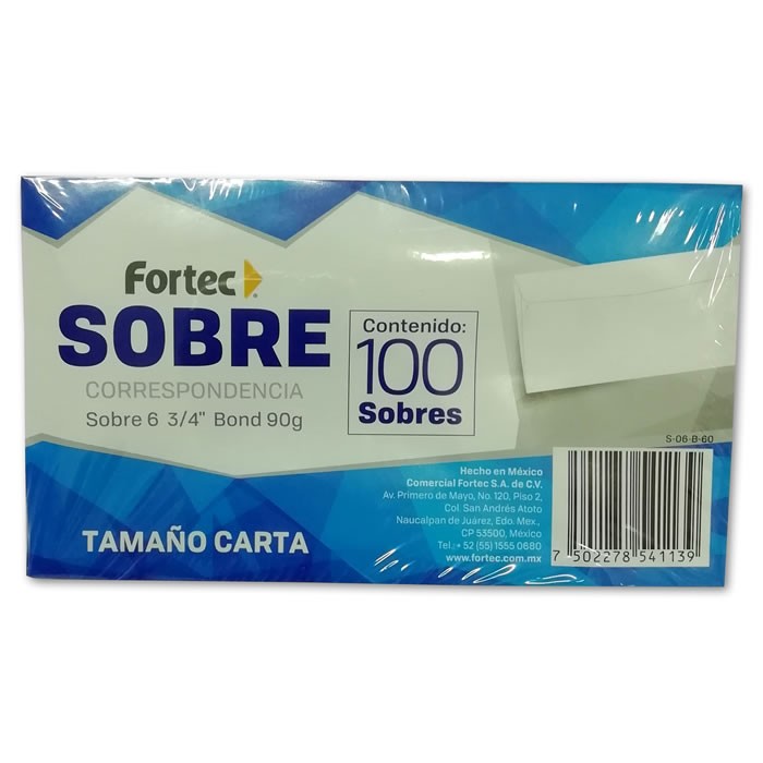 SOBRE BLANCO PARA CORRESPONDENCIA CARTA SIN VENTANA