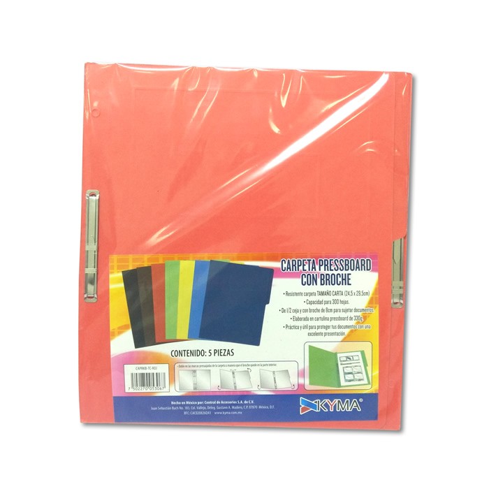 FOLDER CON BROCHE 8 CMS TAMAÑO CARTA ROJO