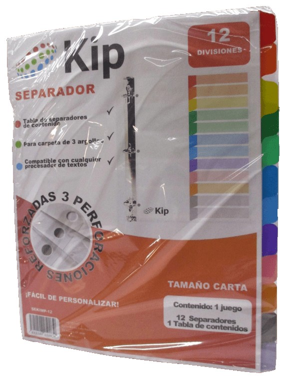 SEPARARDOR CARTA KIP 12 DIVISIONES SIN NUMERO