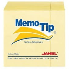 NOTAS ADHESIVAS 3X3 CUBO AMARILLO