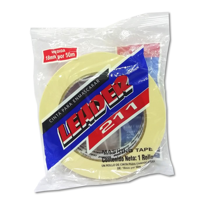 CINTA MASKING TAPE LEADER MODELO 211 18 MM X 50 MTS