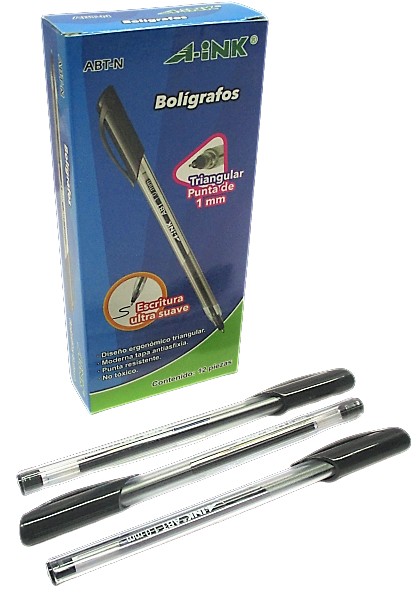 BOLIGRAFO TRIANGULAR MEDIANO COLOR NEGRO A-INK