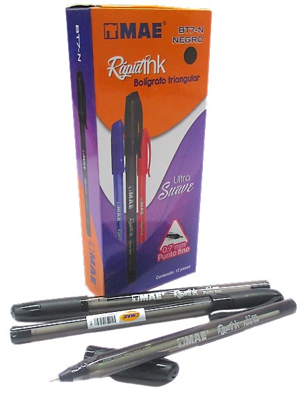 BOLIGRAFO TRIANGULAR FINO COLOR NEGRO MAE